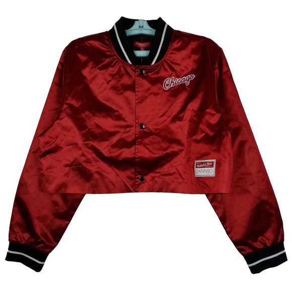 Dannijo Chicago Bulls Mitchell & Ness Womens Large Crop Top Jacket Red NWT - Picture 1 of 10